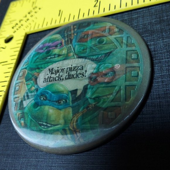 TMT VTG 3” 1980s Pizza Hut TEENAGE MUTANT NINJA TURTLES Lenticular Pin Button - Picture 9 of 9